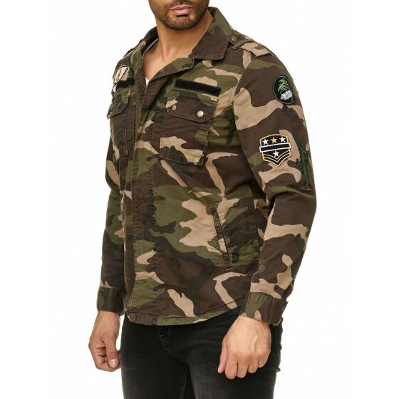 Red Bridge Herren Jacke Urgent Duty Camouflage Militär Übergangsjacke Khaki