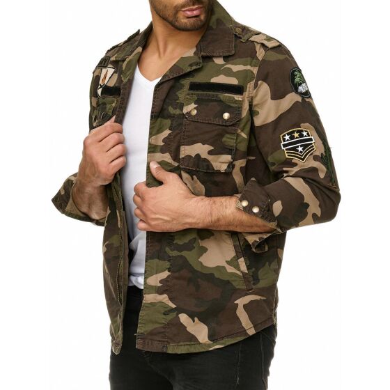 Red Bridge Herren Jacke Urgent Duty Camouflage Militär Übergangsjacke Khaki