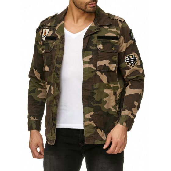 Red Bridge Herren Jacke Urgent Duty Camouflage Militär Übergangsjacke Khaki