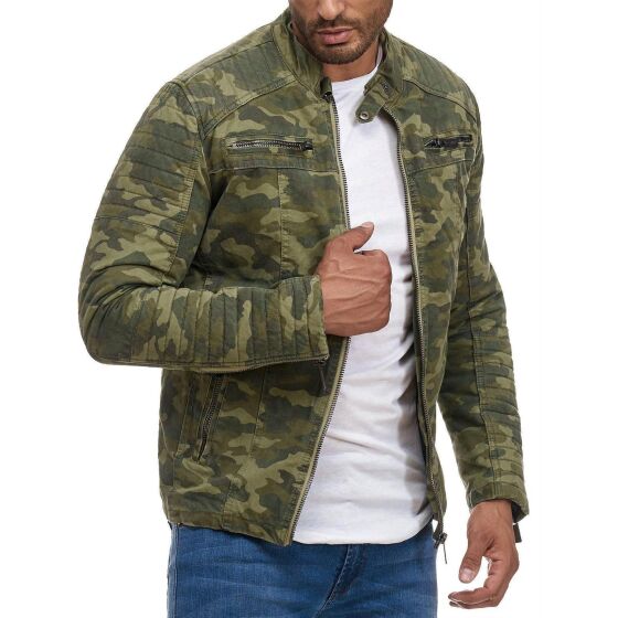 Red Bridge Herren Jacke Übergangsjacke Bikerjacke gesteppt Camouflage