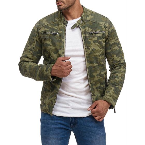 Red Bridge Herren Jacke Übergangsjacke Bikerjacke gesteppt Camouflage