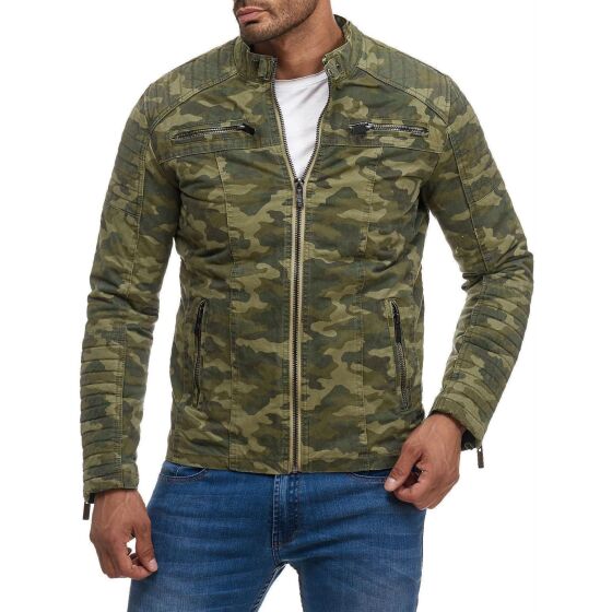 Red Bridge Herren Jacke Übergangsjacke Bikerjacke gesteppt Camouflage