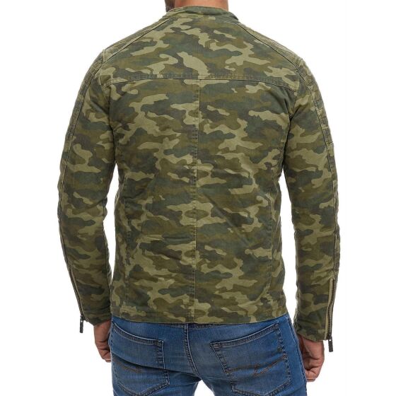 Red Bridge Herren Jacke Übergangsjacke Bikerjacke gesteppt Camouflage