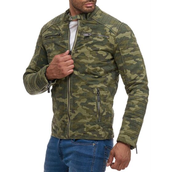 Red Bridge Mens jacket between-seasons biker jacket quilted camouflage