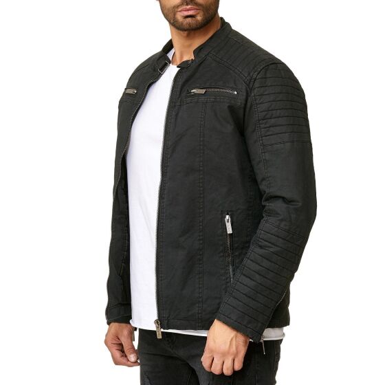Red Bridge Herren Jacke Übergangsjacke Bikerjacke gesteppt Schwarz