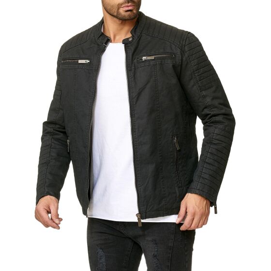 Red Bridge Mens jacket between-seasons biker jacket quilted black