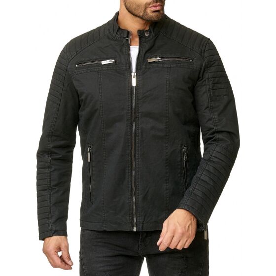 Red Bridge Mens jacket between-seasons biker jacket quilted black