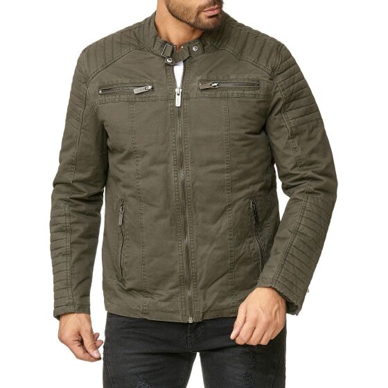 Red Bridge Mens jacket between-seasons biker jacket quilted black