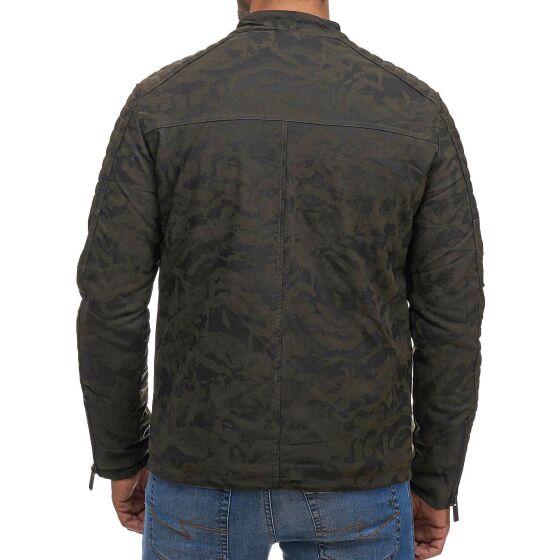 Red Bridge Herren Kunst- Lederjacke Übergangsjacke Biker- Jacke gesteppt Camouflage