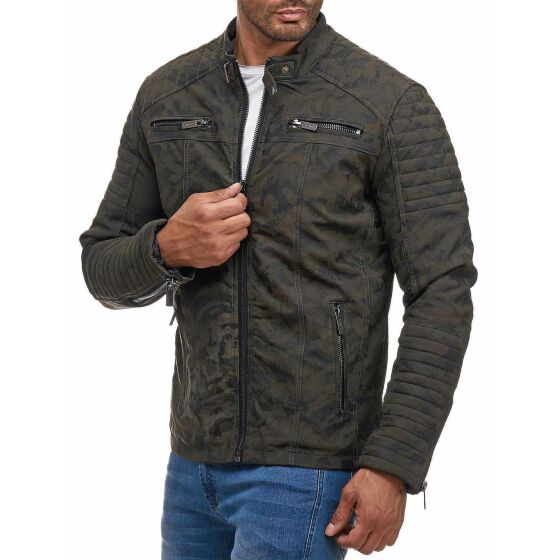 Red Bridge Mens artificial leather jacket, transition jacket, biker jacket, quilted camouflage