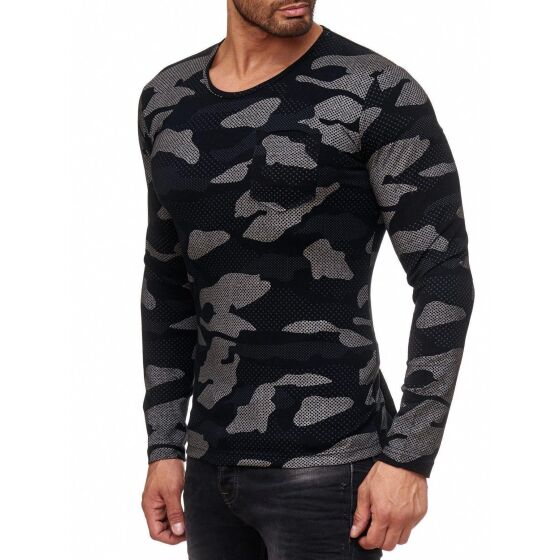 Red Bridge Herren Camouflage 2118 Longsleeve Langarm mit Brusttasche Schwarz