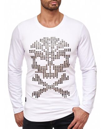 Red Bridge Mens Rivets Skull Motif Pullover Sweatshirt...