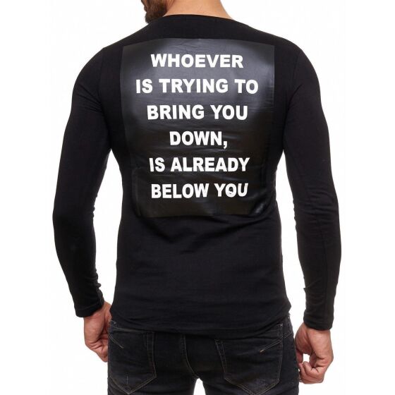 Red Bridge Mens Golden Rules Motif Longsleeve Pullover Black