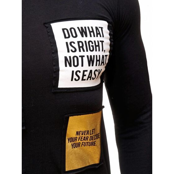 Red Bridge Mens Golden Rules Motif Longsleeve Pullover Black