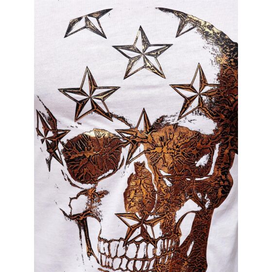 Red Bridge Herren Skull Star Motiv Longsleeve Pullover Langarm T-Shirt Weiß