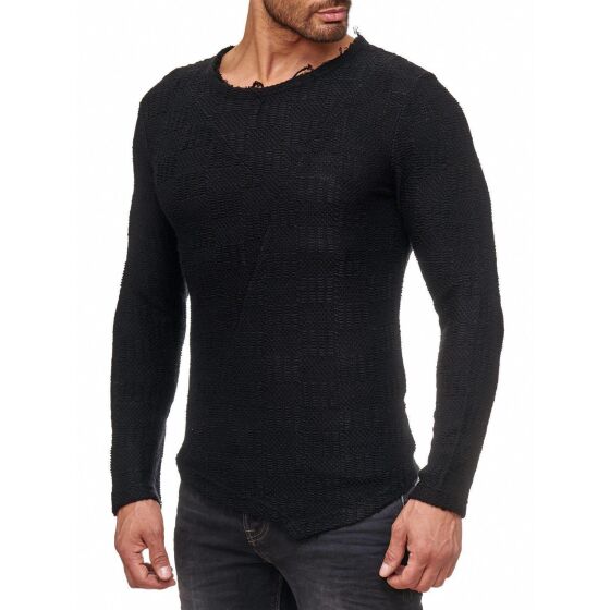 Red Bridge Mens Asymmetric Knit Jumper Sweater Asymmetric Black