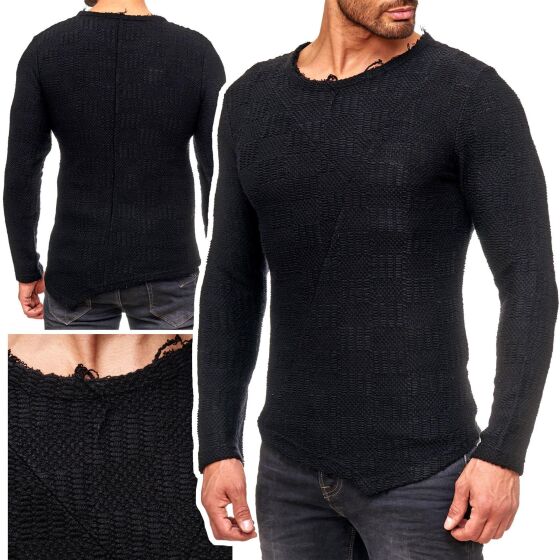 Red Bridge Mens Asymmetric Knit Jumper Sweater Asymmetric Black