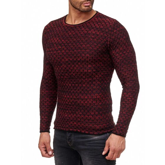 Red Bridge Mens Vintage RBC Knit Sweater with Pattern Pullover Sweat Bordeaux