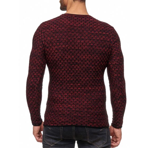 Red Bridge Mens Vintage RBC Knit Sweater with Pattern Pullover Sweat Bordeaux
