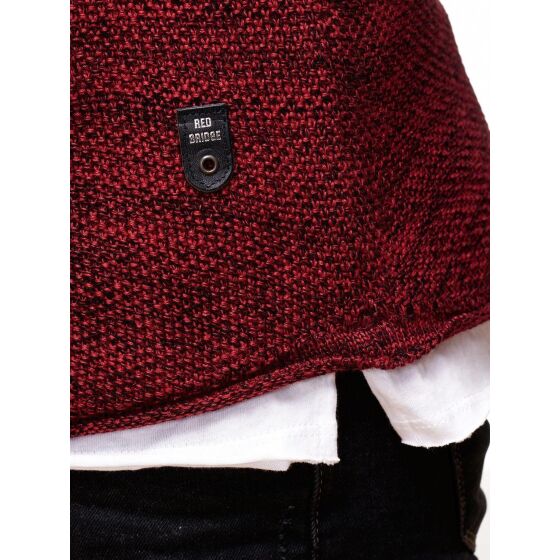 Red Bridge Herren Stylisch Cuts Strickpullover Pullover Sweat Oversize Destroyed double layer Bordeaux