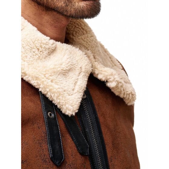 Red Bridge Herren BALBOA Jacke Winterjacke Fellkragen Premium Vintage Braun