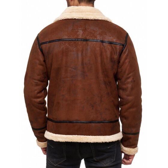 Red Bridge Herren BALBOA Jacke Winterjacke Fellkragen Premium Vintage Braun