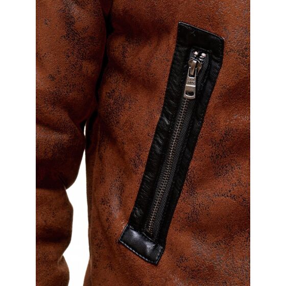 Red Bridge Herren BALBOA Jacke Winterjacke Fellkragen Premium Vintage Braun