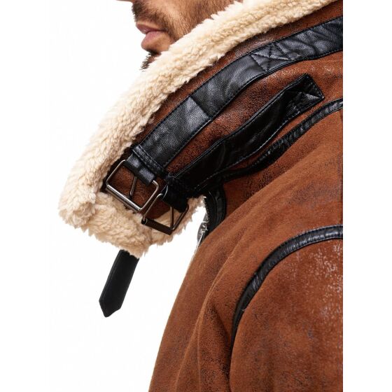 Red Bridge Mens BALBOA Jacket Winter Jacket Fur Collar Premium Vintage Brown