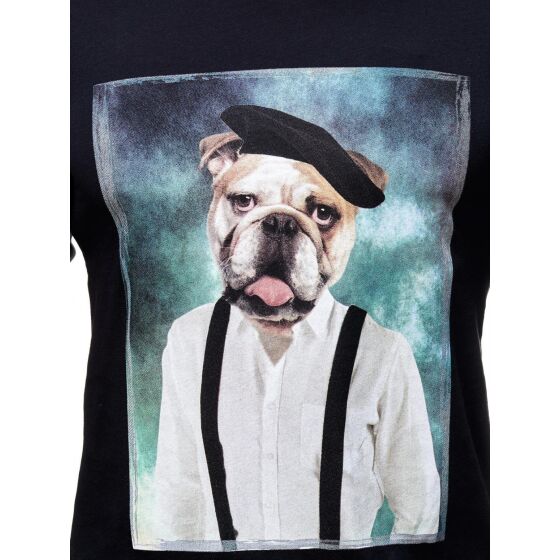 Red Bridge Herren Painter Bulldog Motiv Pullover Sweatshirt Longsleeve Schwarz