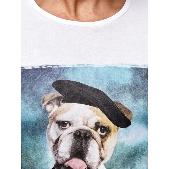 Red Bridge Herren Painter Bulldog Motiv Pullover Sweatshirt Longsleeve Weiß