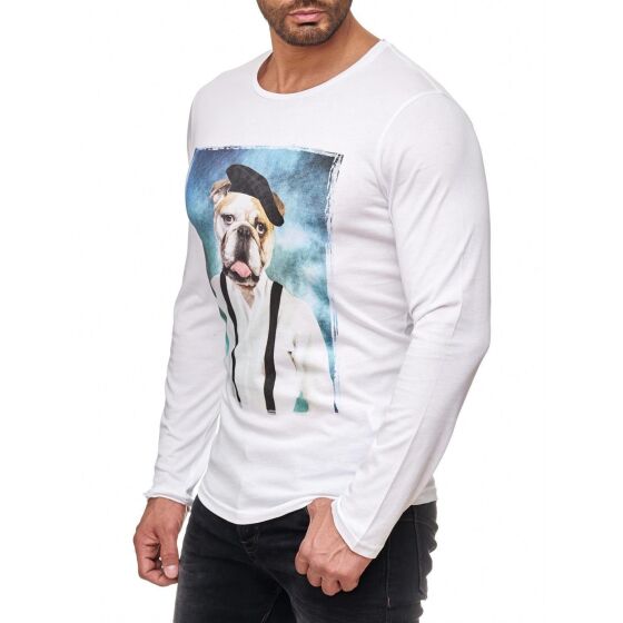 Red Bridge Herren Painter Bulldog Motiv Pullover Sweatshirt Longsleeve Weiß