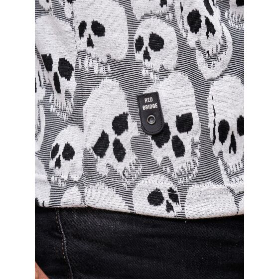 Red Bridge Mens All Over Skull Knit Jumper Longsleeve Sweat Jumper Grey