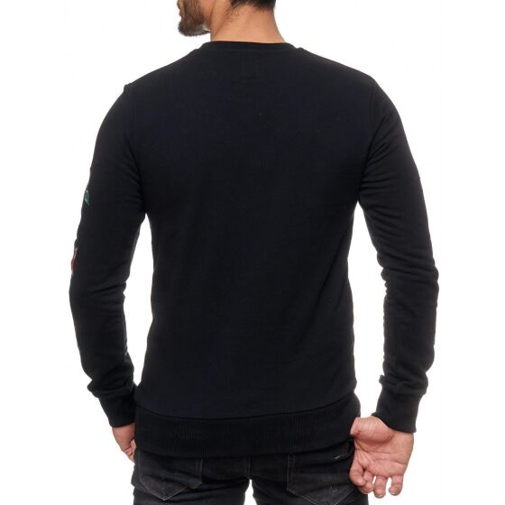 Red Bridge Herren Red Rose Flower Pullover Sweatshirt Longsleeve Schwarz