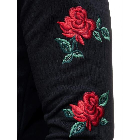 Red Bridge Mens Red Rose Flower Pullover Sweatshirt Longsleeve Black