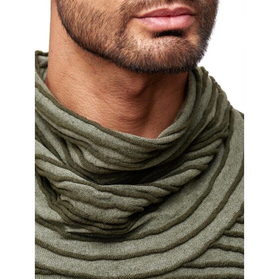 Red Bridge Herren TRBC fashion rip structure Strickpullover Pullover Sweat Rollkragen Grün