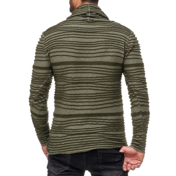 Red Bridge Mens TRBC fashion rip structure knit sweater sweater sweater turtleneck green