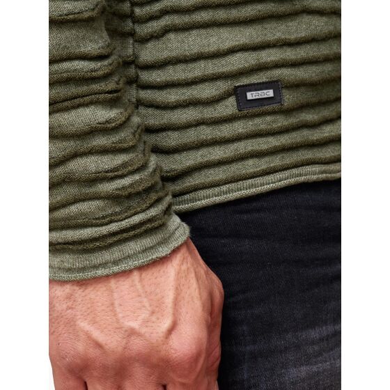 Red Bridge Mens TRBC fashion rip structure knit sweater sweater sweater turtleneck green