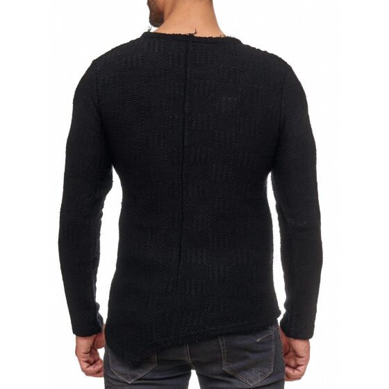 Red Bridge Mens Asymmetric Knit Knit Jumper Pullover Sweat Asymmetric Black S