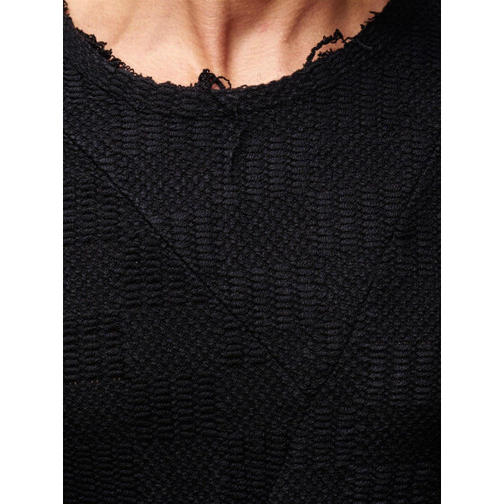 Red Bridge Mens Asymmetric Knit Knit Jumper Pullover Sweat Asymmetric Black S