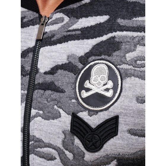 Red Bridge Herren College U.S Army Sweatjacke Jacke mit Patches Camouflage Grau XXL