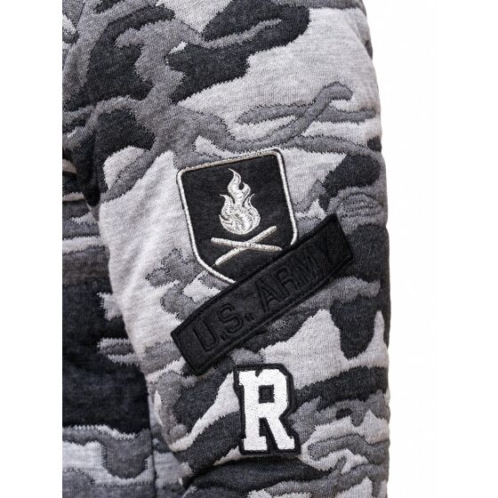 Red Bridge Herren College U.S Army Sweatjacke Jacke mit Patches Camouflage Grau XXL