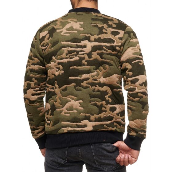 Red Bridge Herren College U.S Army Sweatjacke Jacke mit Patches Camouflage Grün