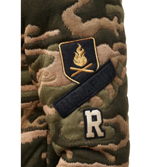 Red Bridge Herren College U.S Army Sweatjacke Jacke mit Patches Camouflage Grün XXL
