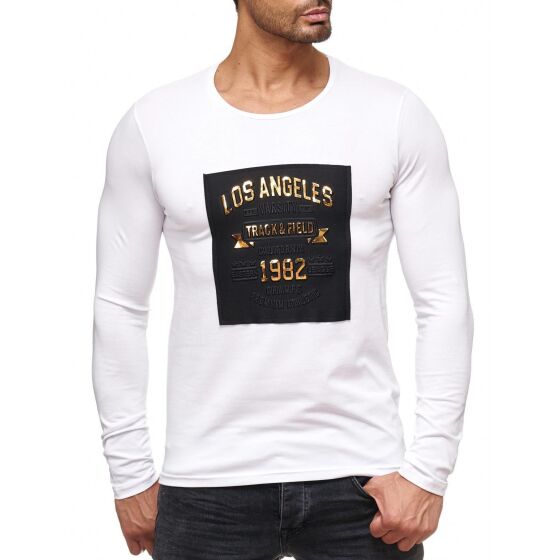 Red Bridge Mens Golden LOS ANGELES Longsleeve Pullover Fashionable White XXL