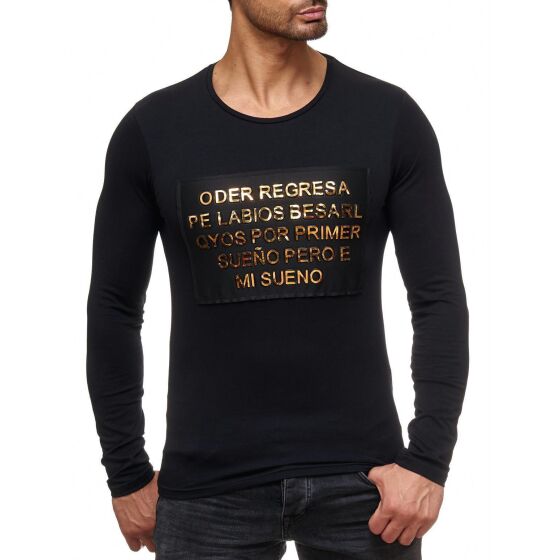 Red Bridge Herren Golden Text Latino Longsleeve Pullover Special Schwarz