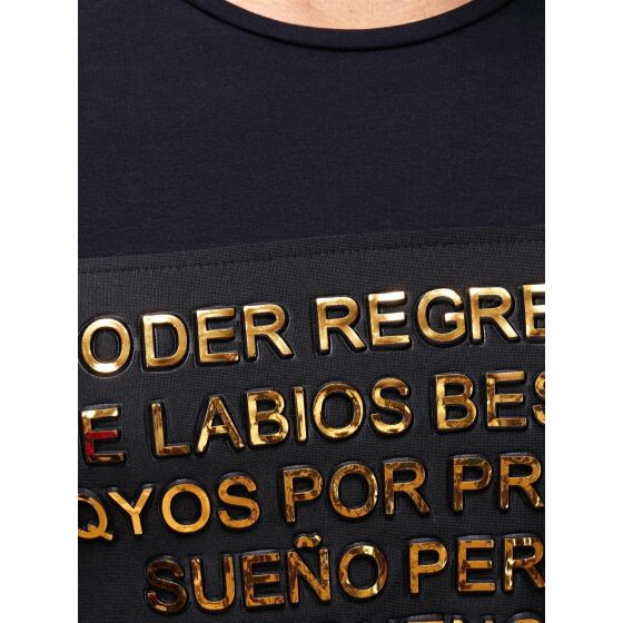 Red Bridge Herren Golden Text Latino Longsleeve Pullover Special Schwarz