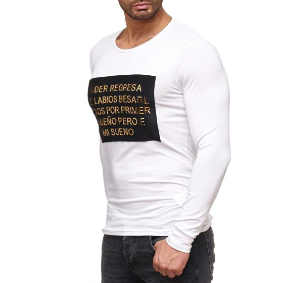 Red Bridge Herren Golden Text Latino Longsleeve Pullover Special Weiß