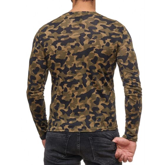 Red Bridge Herren Muscle Camo MCMXCVIII Longsleeve Pullover Langarm Slim-Fit Camouflage