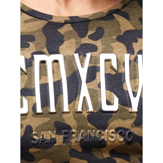 Red Bridge Herren Muscle Camo MCMXCVIII Longsleeve Pullover Langarm Slim-Fit Camouflage