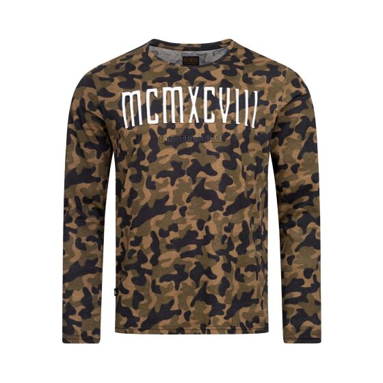 Red Bridge Herren Muscle Camo MCMXCVIII Longsleeve Pullover Langarm Slim-Fit Camouflage